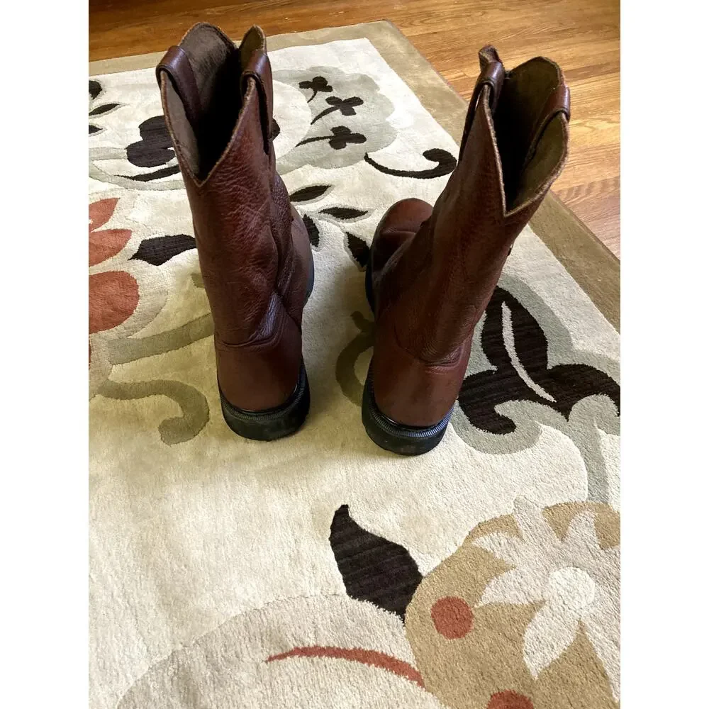 Justin Brown Leather Work Boots w/Safety Toe - Men's Size 12W/EUR 46